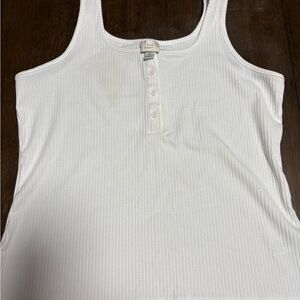 a new day White Button-Front Ribbed Tank Top